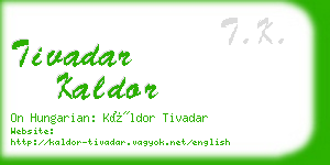 tivadar kaldor business card